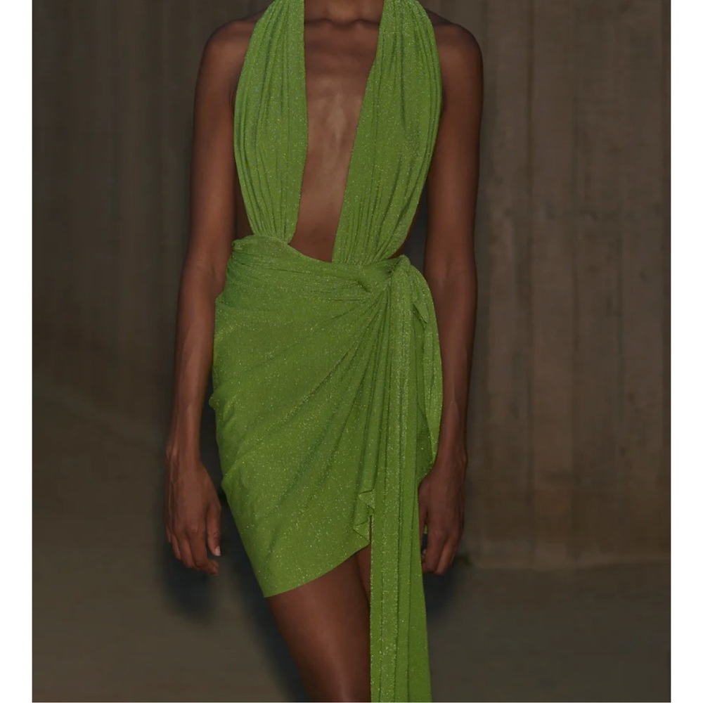 Elegant Green Halter Dress